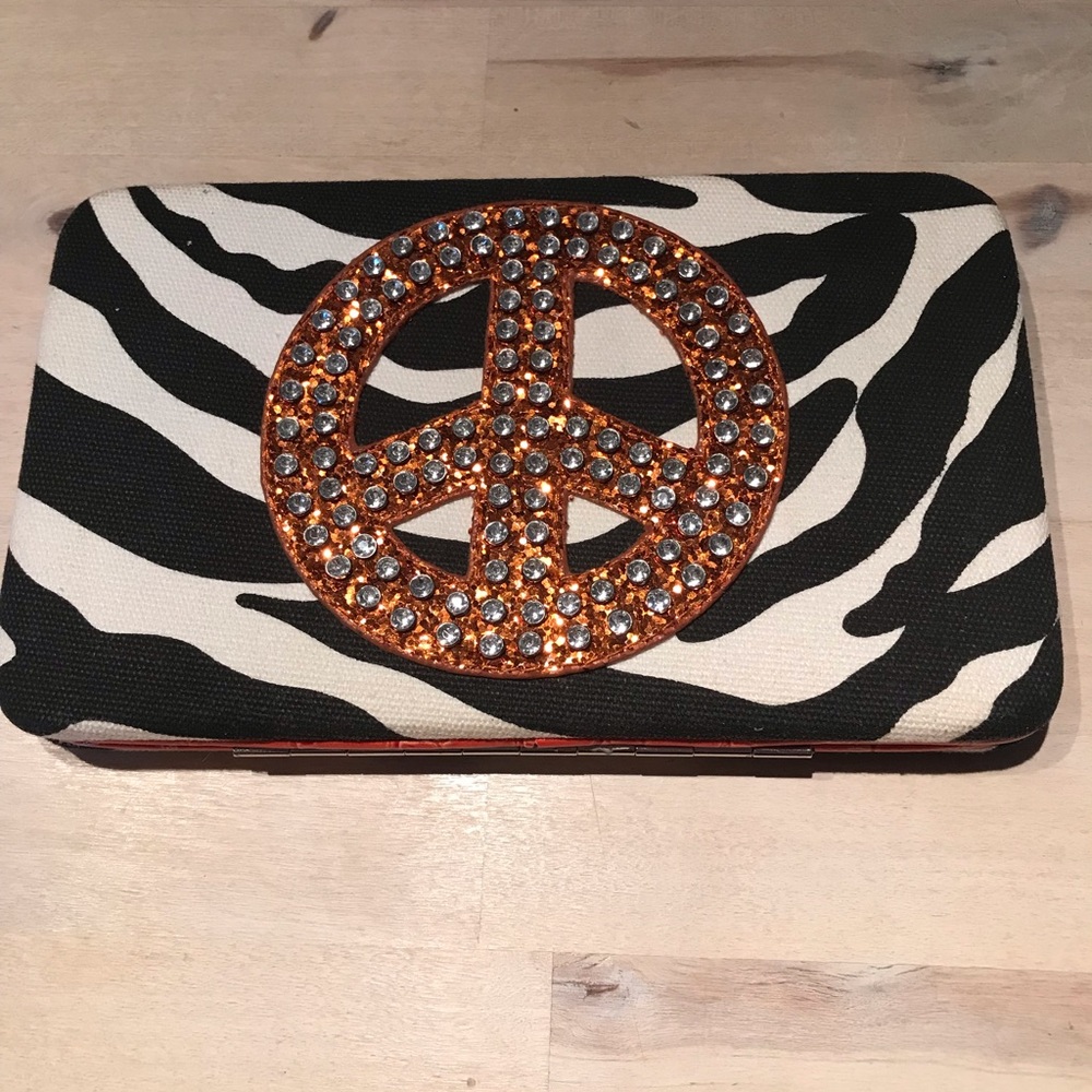 COPY - Fun Peace Rhinestone Zebra Wallet
